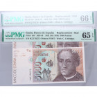 1992. Juan Carlos I (1975-2014). Serie 9C. Pareja de 5000 Pesetas. Pick 165*. Encapsulados en PMG en 65 y 66 EPQ (Pareja Correlativa). SC. Est.150.