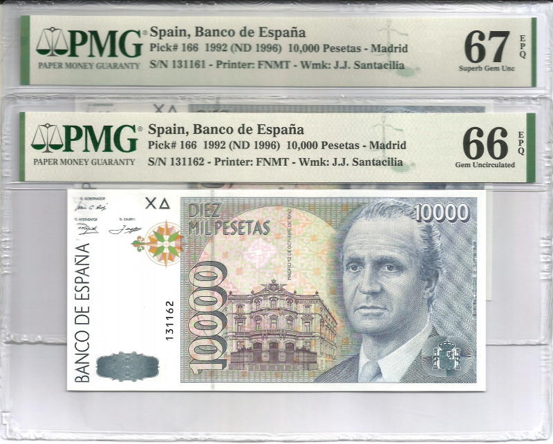 1992. Juan Carlos I (1975-2014). 10000 Pesetas. Pick 166. Sin serie. Pareja, Enc...
