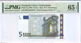 2002. Holanda. 5 Euros. Pick 1p. Encapsulado por PMG en 65 EPQ. SC. Est.60.
