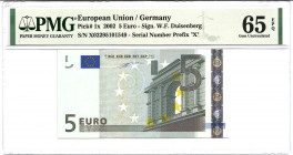 2002. Alemania. 5 Euros. Pick 1X. Encapsulados por PMG ambos en 65 EPQ. SC. Est.40.