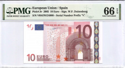 2002. España. 10 Euros. Pick 2v. Encapsulado por PMG en 66. Est.90.