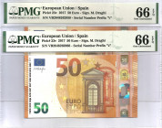 2017. España. 50 Euros. Pick 23v. Pareja.Encapsulados por PMG ambos en 66 EPQ. SC. Est.220.