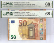 2017. España. 50 Euros. Pick 23v. Pareja.Encapsulados por PMG ambos en 68 EPQ. SC. Est.270.