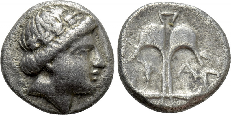 THRACE. Apollonia Pontika. Tetrobol (Circa 435-375 BC). 

Obv: Laureate head o...