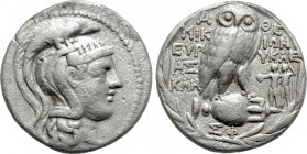 ATTICA. Athens. Tetradrachm (124-123 BC). New Style Coinage. Mikion, Euryklei–, and Askle-, magistrate