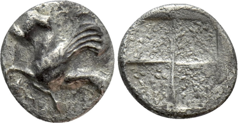 IONIA. Teos. Diobol (Circa 510-490 BC). 

Obv: Griffin seated right, forepaw r...