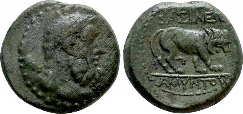 KINGS OF GALATIA. Amyntas (36-25 BC). Ae. 

Obv: Bearded and bare head of Hera...