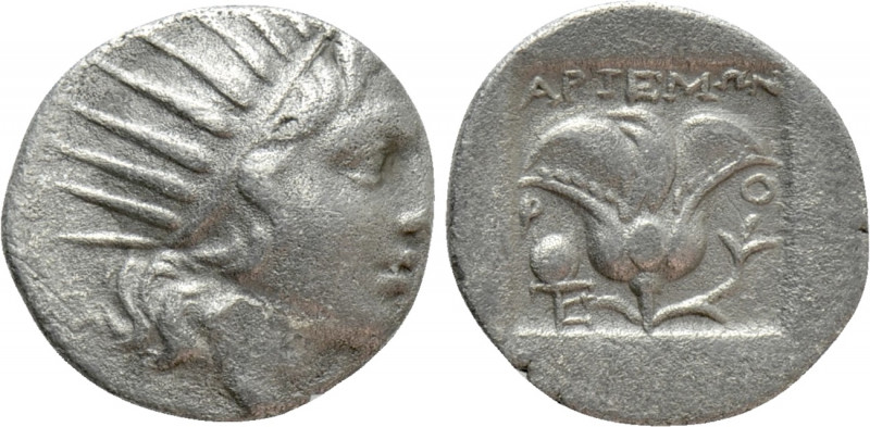 CARIA. Rhodes. Drachm (Circa 170-150 BC). Artemon, magistrate. 

Obv: Radiate ...