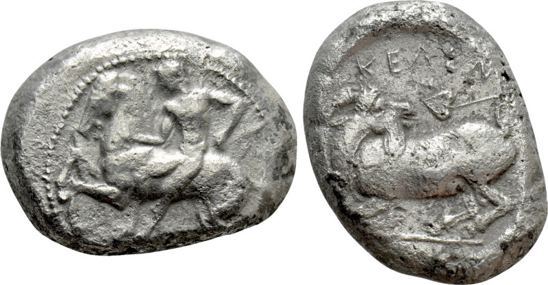 CILICIA. Kelenderis. Stater (Circa 430-420 BC). 

Obv: Youth, holding whip and...