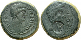 MACEDON. Thessalonica. Augustus with Divus Julius Caesar (27 BC-14 AD). Ae