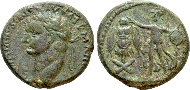 JUDAEA. Judaea Capta. Domitian (81-96). Ae. Caesarea Maritima. 

Obv: DOMITIAN...