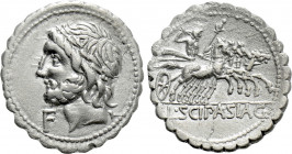 L. SCIPIO ASIAGENUS. Serrate Denarius (106 BC). Rome