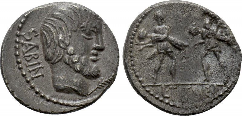 L. TITURIUS L. F. SABINUS. Denarius (89 BC). Rome. 

Obv: SABIN. 
Bareheaded ...