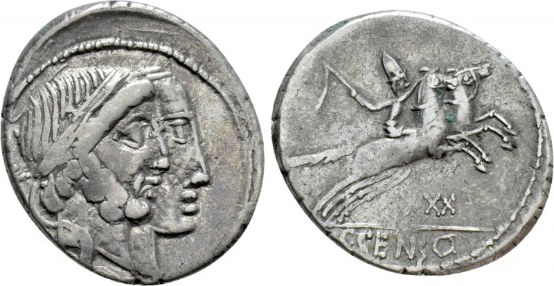 C. CENSORINUS. Denarius (88 BC). Rome. 

Obv: Jugate heads of Numa Pompilius a...