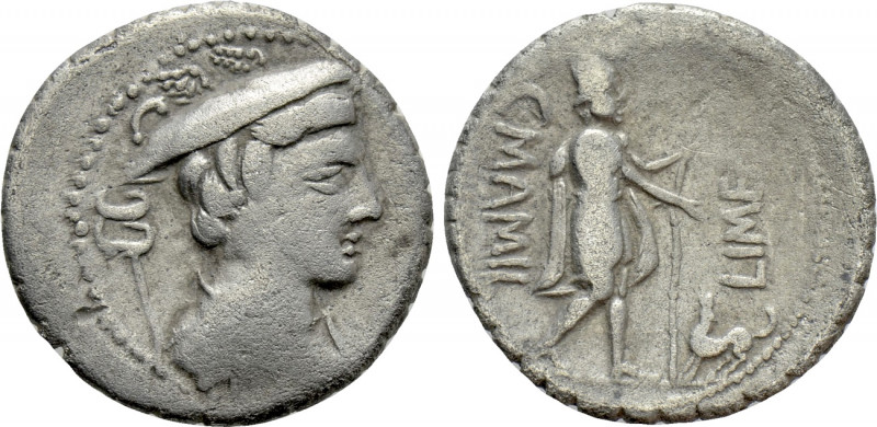 C. MAMILIUS LIMETANUS. Serrate Denarius (82 BC). Rome. 

Obv: Draped bust of M...