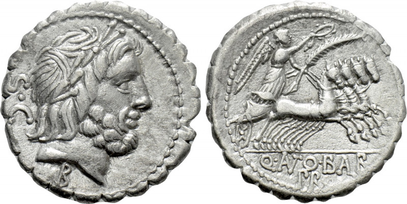 Q. ANTONIUS BALBUS. Serrate Denarius (83-82 BC). Rome. 

Obv: S • C. 
Laureat...
