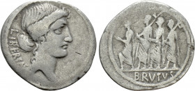 Q. SERVILIUS CAEPIO (M. JUNIUS) BRUTUS. Denarius (54 BC). Rome