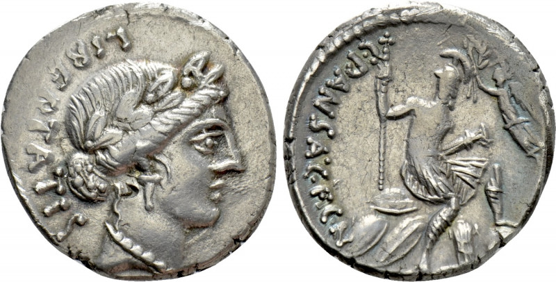 C. VIBIUS C. F. CN. PANSA CAETRONIANUS. Denarius (48 BC). Rome. 

Obv: LIBERTA...