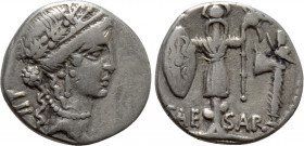 JULIUS CAESAR. Denarius (48 BC). Military mint traveling with Caesar