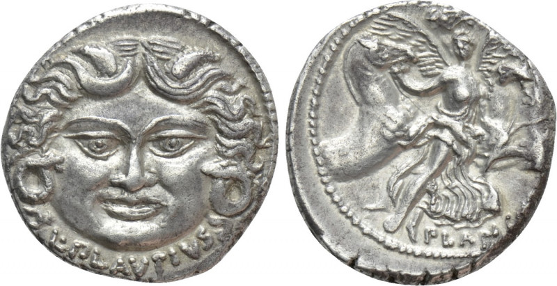 L. PLAUTIUS PLANCUS. Denarius (47 BC). Rome.

Obv: L PLAVTIVS.
Facing head of...
