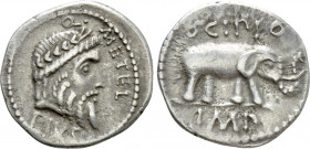 Q. CAECILIUS METELLUS PIUS SCIPIO. Denarius (47-46 BC). Military mint traveling with Scipio in Africa