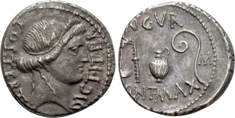 JULIUS CAESAR. Denarius (47-46 BC). Uncertain mint in North Africa, possibly Uti...