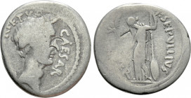 JULIUS CAESAR. Denarius (44 BC). Rome. P. Sepullius Macer, moneyer. Lifetime issue
