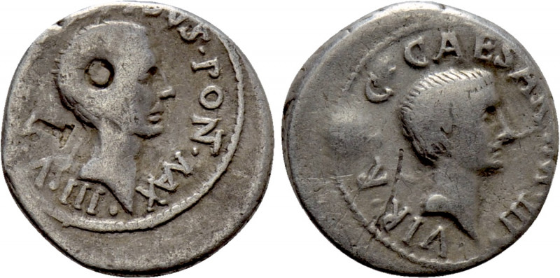 LEPIDUS and OCTAVIAN. Denarius (43 BC). Military mint traveling with Lepidus in ...