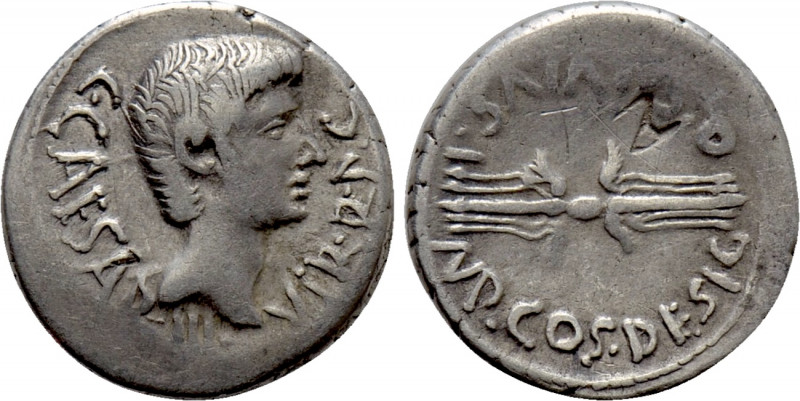 OCTAVIAN. Denarius (40 BC). Military mint traveling with Octavian in Italy; Q. S...