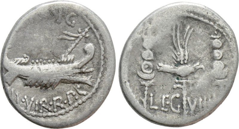 MARK ANTONY. Denarius (32-31 BC). Patrae(?). Legionary issue. 

Obv: ANT AVG /...