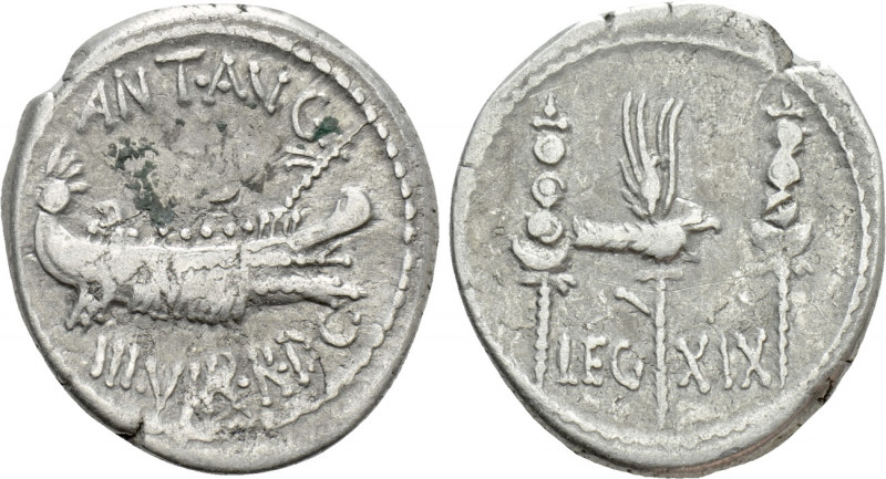 MARK ANTONY. Denarius (32-31 BC). Patrae(?). Legionary issue. 

Obv: ANT AVG /...