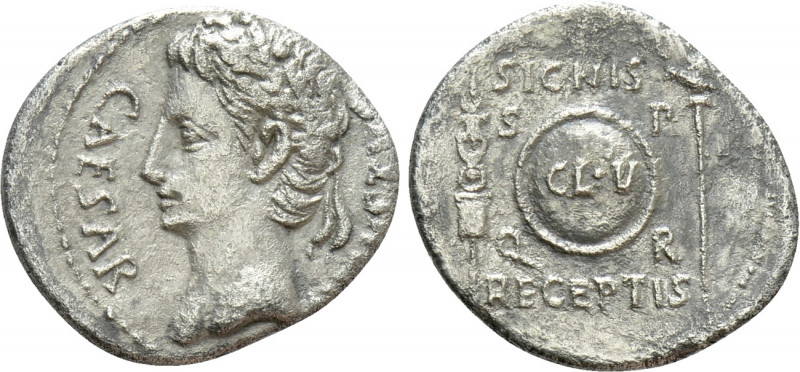 AUGUSTUS (27 BC-14 AD). Denarius. Uncertain mint in Spain, possibly Colonia Patr...
