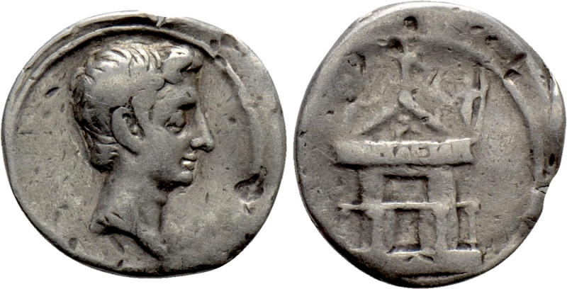 AUGUSTUS (27 BC-14 AD). Denarius. Uncertain mint in Italy. 

Obv: Bare head ri...