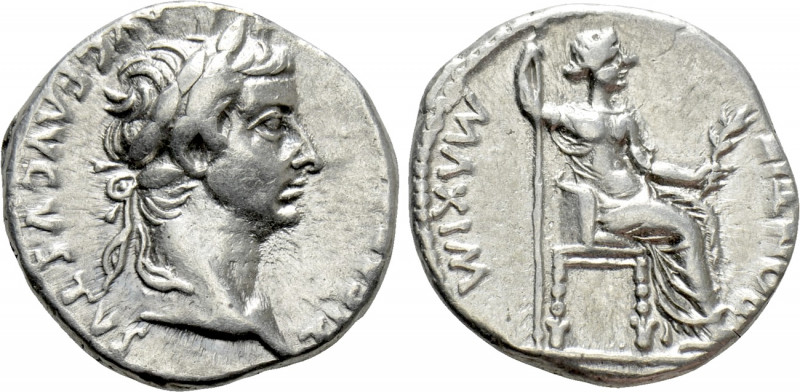 TIBERIUS (14-37). Denarius. "Tribute Penny" type. Lugdunum. 

Obv: TI CAESAR D...