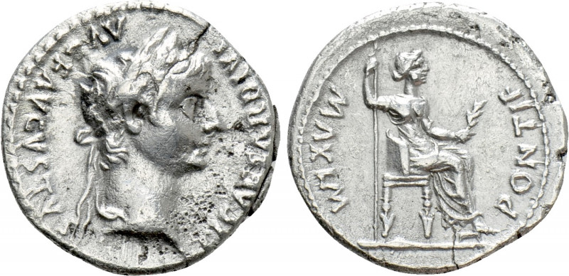 TIBERIUS (14-37). Denarius. "Tribute Penny" type. Lugdunum. 

Obv: TI CAESAR D...