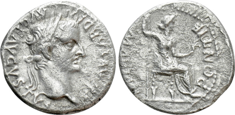 TIBERIUS (14-37). Denarius. "Tribute Penny" type. Lugdunum. 

Obv: TI CAESAR D...