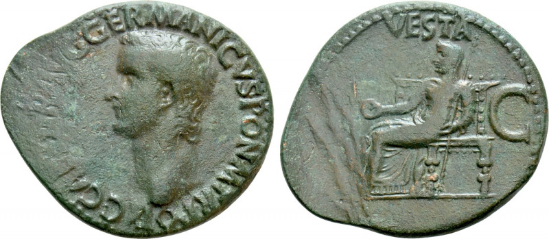 CALIGULA (37-41). As. Rome. 

Obv: C CAESAR AVG GERMANICVS PON M TR POT. 
Bar...