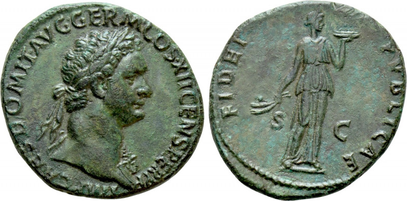 DOMITIAN (81-96). As. Rome. 

Obv: IMP CAES DOMIT AVG GERM COS XII CENS PER P ...