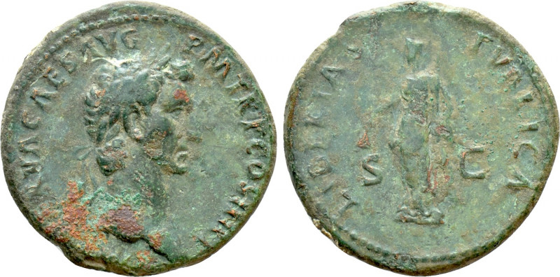NERVA (96-98). As. Rome. 

Obv: IMP NERVA CAES AVG P M TR P COS III P P. 
Lau...