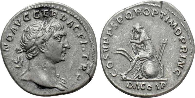 TRAJAN (98-117). Denarius. Rome. 

Obv: IMP TRAIANO AVG GER DAC P M TR P. 
La...