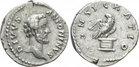 DIVUS ANTONINUS PIUS (Died 161). Denarius. Rome. Struck under Marcus Aurelius