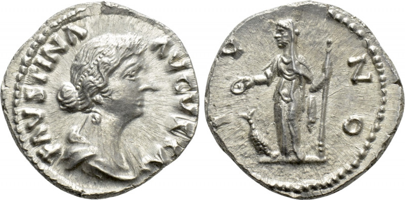 FAUSTINA II (Augusta, 147-175). Denarius. Rome. 

Obv: FAVSTINA AVGVSTA. 
Dra...