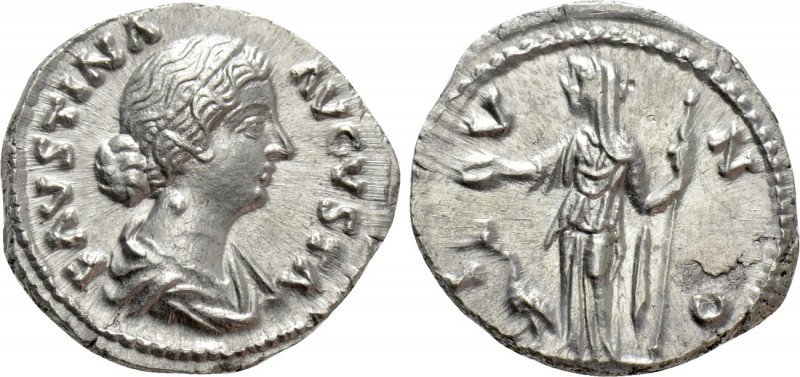 FAUSTINA II (Augusta, 147-175). Denarius. Rome. 

Obv: FAVSTINA AVGVSTA. 
Dra...
