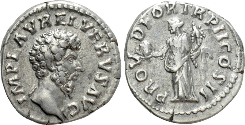 LUCIUS VERUS (161-169). Denarius. Rome. 

Obv: IMP L AVREL VERVS AVG. 
Barehe...