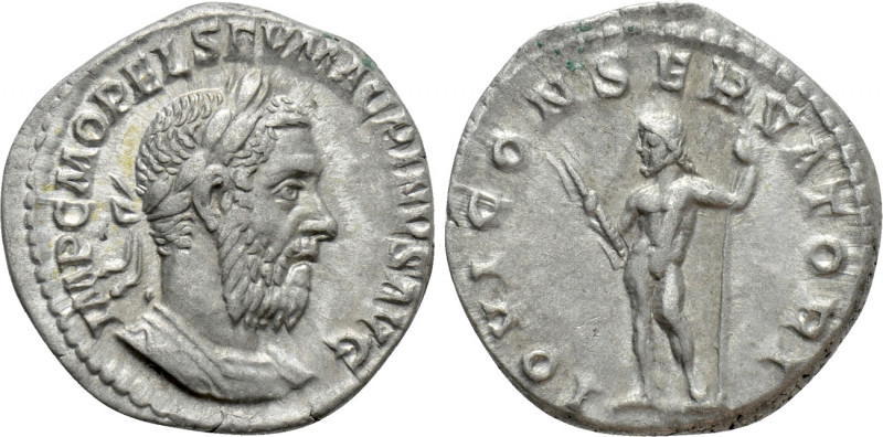 MACRINUS (217-218). Denarius. Rome. 

Obv: IMP C M OPEL SEV MACRINVS AVG. 
La...