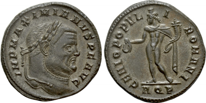 MAXIMIANUS HERCULIUS (First reign, 286-305). Follis. Aquileia. 

Obv: IMP MAXI...