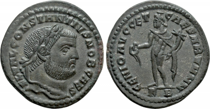 CONSTANTIUS I (Caesar, 293-305). Follis. Cyzicus. 

Obv: FL VAL CONSTANTIVS NO...