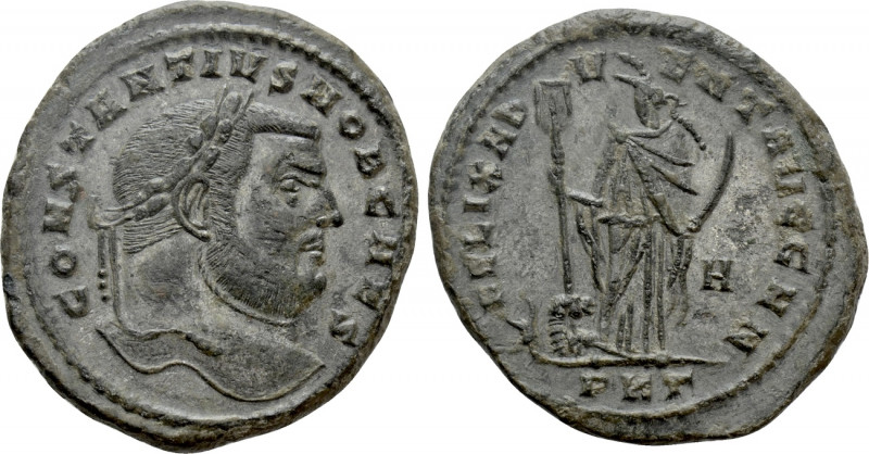 CONSTANTIUS I (Caesar, 293-305). Follis. Carthage. 

Obv: CONSTANTIVS NOB CAES...