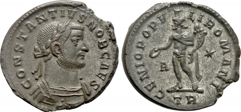 CONSTANTIUS I (Caesar, 293-305). Follis. Treveri. 

Obv: CONSTANTIVS NOB CAES....