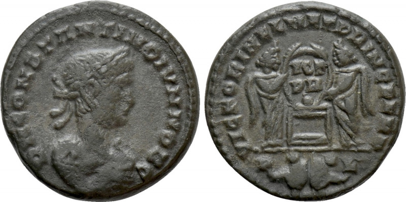 CONSTANTINE II (Caesar, 316-337). Follis. Lugdunum. 

Obv: D N CONSTANTINO IVN...